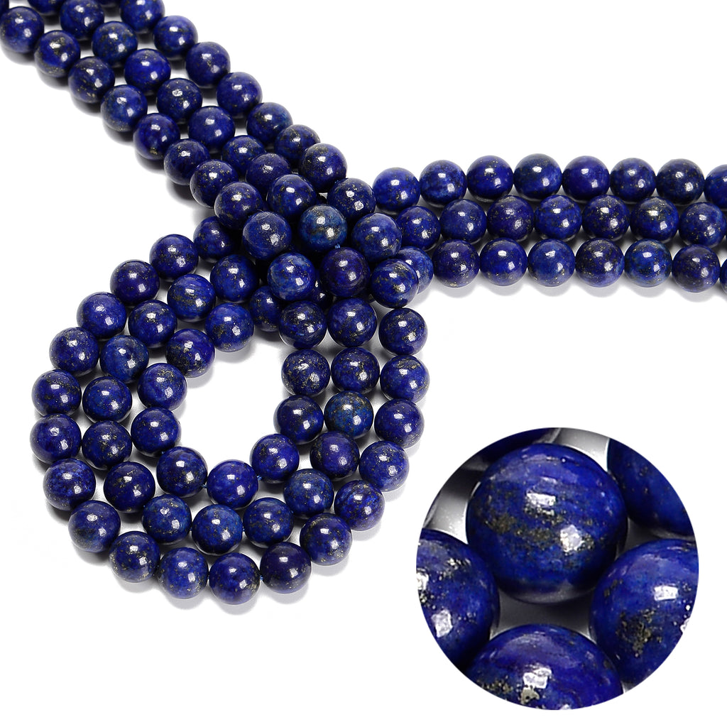 10 Perles En Lapis Lazuli Facettées 6mm - Lot Pour Création De Bijoux, Pierres Naturelles