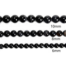 Black Striped Agate Smooth Round Beads 4mm 6mm 8mm 10mm 12mm Approx 15.5" Strand