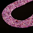 Natural Ruby Faceted Round Beads Size 3mm 15.5'' Strand