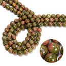 Unakite Smooth Round Beads Size 4mm 6mm 8mm 10mm 12mm 15.5" Strand