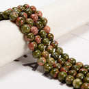 Unakite Smooth Round Beads Size 4mm 6mm 8mm 10mm 12mm 15.5" Strand