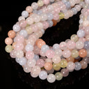 Morganite Smooth Round Size 4mm 6mm 8mm 10mm 12mm 15.5" Strand