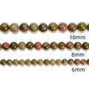 Unakite Smooth Round Beads Size 4mm 6mm 8mm 10mm 12mm 15.5" Strand