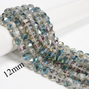 Multi-Color Crystal Glass Matte Faceted Round Beads 8mm 10mm 12mm 15.5" Strand