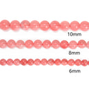 Cherry Red Dyed Quartz Smooth Round Beads 8mm 10mm 15.5" Strand