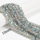 Multi-Color Crystal Glass Matte Faceted Round Beads 8mm 10mm 12mm 15.5" Strand