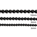 Black Onyx Smooth Round Beads 4mm 6mm 8mm 10mm 12mm 14-20mm 15.5" Strand