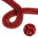 Carnelian Smooth Round Beads 4mm 6mm 8mm 10mm 12mm 15.5" Strand