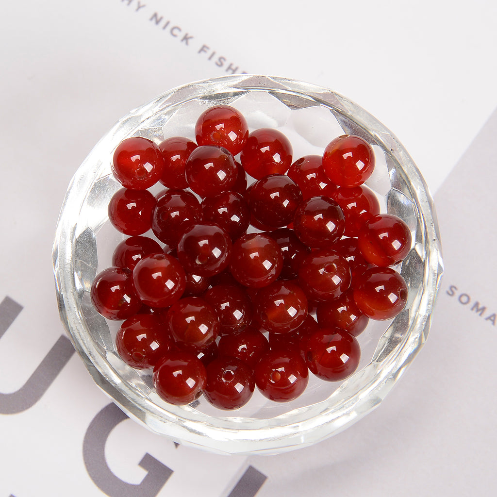 thumbnail image 2 of Orange Peach Crystal Glass Smooth Round Beads – 6mm, 8mm, 10mm, 15.5 Inch Strand 2 of 6