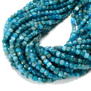 Natural Dark BlueApatite Faceted Cube Beads 4-5mm 15.5" Strand