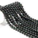 Natural Dark Green Jade Smooth Round Beads Size 6mm 8mm 10mm 15.5'' Strand