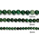 African Jade Smooth Round Beads 4mm 6mm 8mm 10mm 15.5" Strand