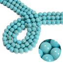 Blue Turquoise Smooth Round Beads 6mm 8mm 10mm 12mm 15.5" Strand