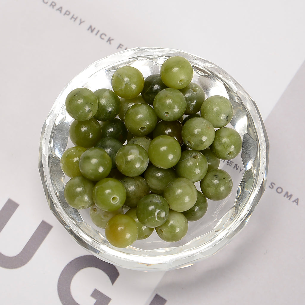 Natural Green Jadeite Jade Beads – Smooth Round 4mm To 15.5mm, 15.5 Inch Strand