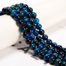 Blue Green Tiger's Eye Smooth Round Beads 4mm 6mm 8mm 10mm 12mm 15.5" Strand