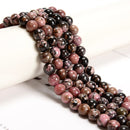 Rhodonite Smooth Round Beads 4mm 6mm 8mm 10mm 12mm 15.5" Strand