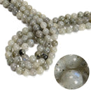 Natural White Labradorite Smooth Round Beads 4mm 6mm 8mm 9mm 10mm 15.5" Strand