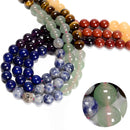 Natural Rainbow Chakra Gemstone Beads Smooth Round 6mm 8mm 10mm 15.5'' Strand
