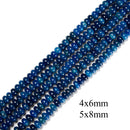 Natural Apatite Smooth Rondelle Beads 4x6mm 5x8mm 6x10mm 6x12mm 10x16mm 15.5" Strand