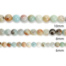 Multi-Color Amazonite Smooth Round Beads 4mm 6mm 8mm 10mm 12mm- 18mm 15.5" Strand