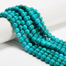 Blue Green Turquoise Smooth Round Beads Size 6mm 8mm 10mm 12mm 15.5" Strand