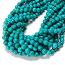Blue Green Turquoise Smooth Round Beads Size 6mm 8mm 10mm 12mm 15.5" Strand