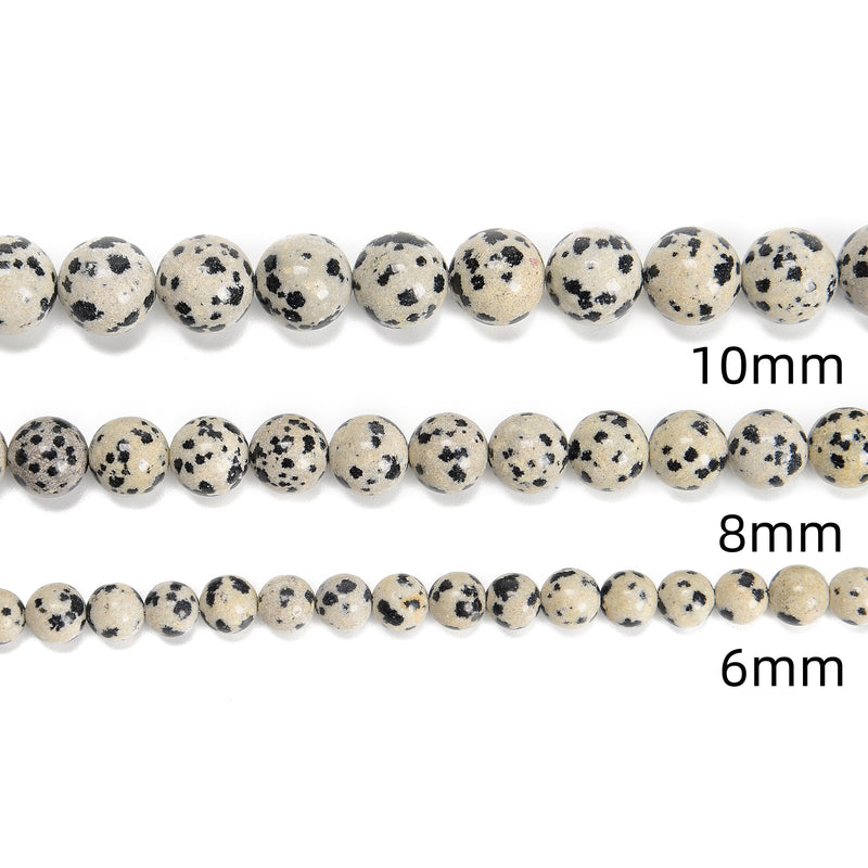 Dalmatian Jasper Smooth Round Beads 4mm 6mm 8mm 10mm 12mm Approx 15.5" Strand
