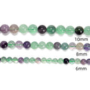 Fluorite Smooth Round Beads 4mm 6mm 8mm 10mm 12mm 15.5" Strand