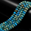 2.0mm Hole Blue Sea Sediment Jasper Smooth Rondelle Beads 5x8mm 6x10mm 8" Strand