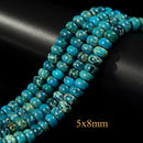 2.0mm Hole Blue Sea Sediment Jasper Smooth Rondelle Beads 5x8mm 6x10mm 8" Strand
