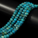 2.0mm Hole Blue Sea Sediment Jasper Smooth Rondelle Beads 5x8mm 6x10mm 8" Strand