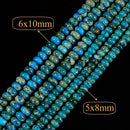 2.0mm Hole Blue Sea Sediment Jasper Smooth Rondelle Beads 5x8mm 6x10mm 8" Strand