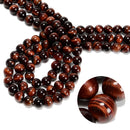 Red Tiger's Eye Smooth Round Beads 4mm 6mm 8mm 10mm 12mm 15.5" Strand