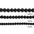 Natural Black Lava Rock Stone Round Beads 4mm 6mm 8mm 10mm 12mm 15.5" Strand