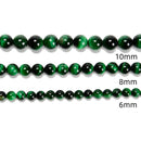 Green Tiger's Eye Smooth Round Beads 4mm 6mm 8mm 10mm 12mm 14mm 15.5" Strand