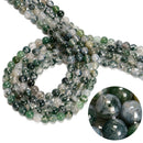 Green Moss Agate Smooth Round Beads 4mm 6mm 8mm 10mm Approx 15.5" Strand