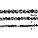 Snowflake Obsidian Smooth Round Beads 2mm 4mm 6mm 8mm 10mm 12mm 15.5" Strand