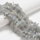 Gray Blue AB Electroplated Quartz Faceted Rough Points Beads 16-30mm 15.5" Strd