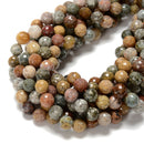 Natural Ocean Agate Faceted Round Beads 6mm 8mm 10mm 15.5" Strand