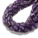 Natural Amethyst Matte Cylinder Tube Beads Size 8x12mm 15.5" Strand