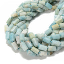 Natural Light Blue Amazonite Matte Faceted Cylinder Tube 8x12mm 15.5'' Strand