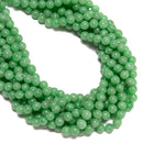 Natural Green Jadeite Jade Smooth Round Beads Size 6mm 15.5'' Strand