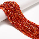 Red Striped Carnelian Faceted Round Beads Size 4mm 6mm 15.5" Strand