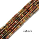 Red Creek Jasper Smooth Rondelle Beads 2x4mm 4x6mm 5x8mm 6x10mm 15.5" Strand
