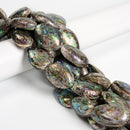 Natural Abalone Puffy Oval Nugget Shape Beads Size Approx 25x35mm 15.5" Strand