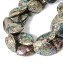 Natural Abalone Puffy Oval Nugget Shape Beads Size Approx 25x35mm 15.5" Strand