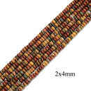 Red Creek Jasper Smooth Rondelle Beads 2x4mm 4x6mm 5x8mm 6x10mm 15.5" Strand