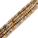 2.0mm Large Hole Yellow Crazy Lace Agate Smooth Rondelle Beads 5x8mm 6x10mm 8" Strand