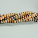 2.0mm Large Hole Yellow Crazy Lace Agate Smooth Rondelle Beads 5x8mm 6x10mm 8" Strand