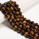 Multi-Color Tiger's Eye Smooth Round Beads 14mm 16mm 15.5" Strand